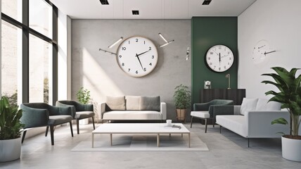 Inspiring office interior design Scandinavian style Reception featuring Wall art architecture. Generative AI AIG 31.