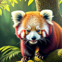 Obraz premium Lesser Panda, Generative AI