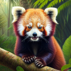 Obraz premium Lesser Panda, Generative AI