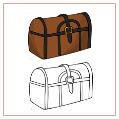 Treasure chest icon. Hand drawn illustration in Doodle style.
