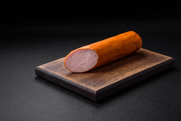 Delicious smoked chicken sausage with salt, spices and herbs