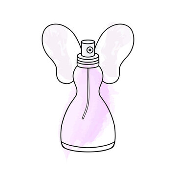 recommend clip art: Perfume bottle hand drawn painted vector illustration. Eau de parfum. Eau de toilette. Brush stroke background
