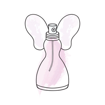 recommend clip art: Perfume bottle hand drawn painted vector illustration. Eau de parfum. Eau de toilette. Brush stroke background