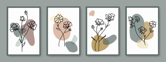 Minimalist collection modern abstract leaves tropical botanical bohemian style, poster, print, wall, decor, boho