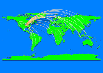 Naklejka premium Kansas City, United States of America map - Concept map for Kansas City, United States of America on World map. Suitable for export concepts.