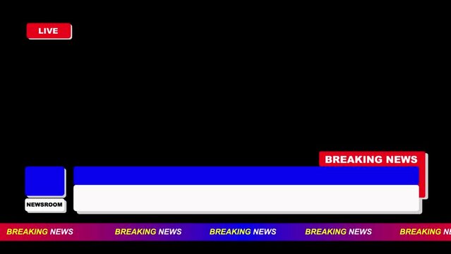 TV Broadcast breaking news. live streaming television looping animated isolated on alpha channel transparent background