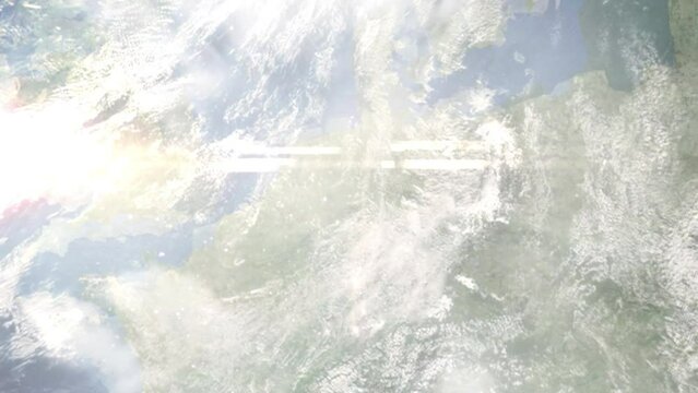 Zoom in from space and focus on Beckum, Germany. 3D Animation. Background for travel intro. Elements of this image furnished by NASA
