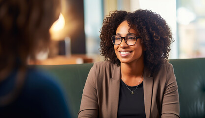 A female counselor demonstrating empathy during a breakthrough session with a client, highlighting the importance of mental health support and therapeutic communication