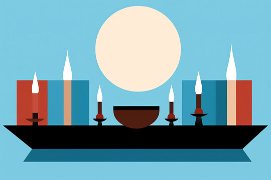Happy hanukkah celebration holiday, Jewish festival of lights background for greeting card, invitation minimal style