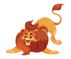 Lion with Mane as Proud Powerful Wild African Animal Playing Vector Illustration