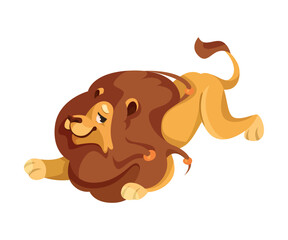Lion with Mane as Proud Powerful Wild African Animal Playing Vector Illustration