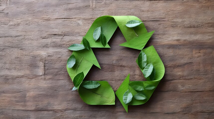 Symbol of Recycling Made from Fresh Green Foliage
