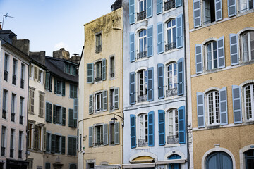 Fototapeta na wymiar Colouful old buildings in the city of Pau, the Nouvelle Aquitaine region of SW France