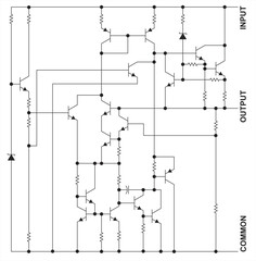 Schematic diagram of electronic device. 
Vector drawing electrical circuit with
electronic components
 (resistor, capacitor, diode, transistor).