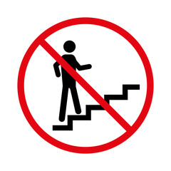 The icon of the prohibition of climbing up the stairs. EPS10
