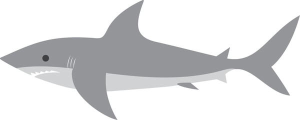 Grey Shark in cartoon style icon.