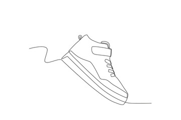 A sneaker for school. Footwear one-line drawing