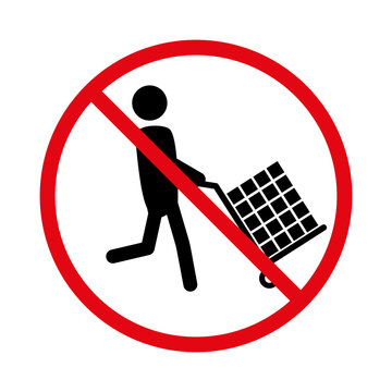 recommend clip art: Prohibition for transshipment of cargo from transport to cart. A person is transporting cargo on a cargo truck.