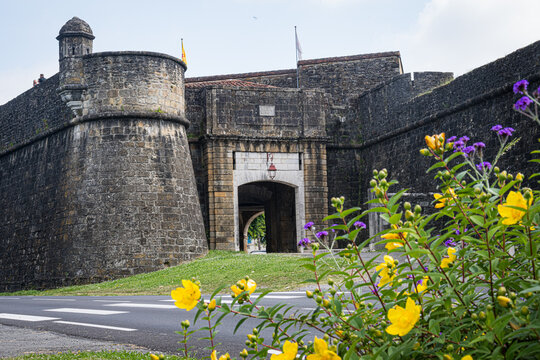 Entrance to the citadel in the town of Navarrenx, Nouvelle-Aquitaine region of SW France
