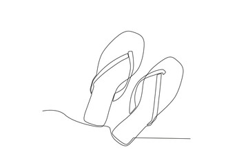 A beautiful slipper for women . Footwear one-line drawing