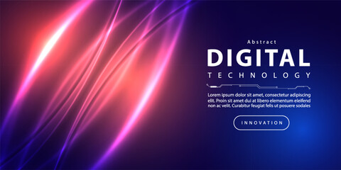 Abstract digital technology futuristic circuit blue pink background, Cyber science tech, Innovation communication future, Ai big data, internet network connection, Cloud hi-tech illustration vector