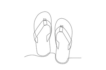 A men's sandals. Footwear one-line drawing