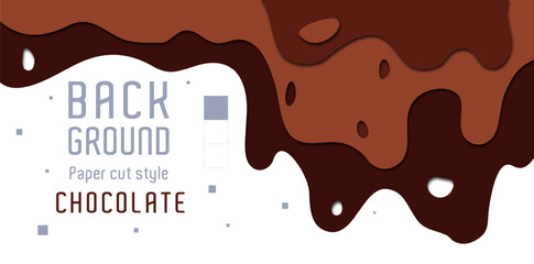 The paper cut style background forms a chocolate melt that appears embossed. paper cut style design. simple modern style. melted chocolate