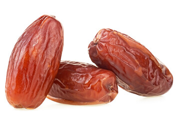Group of tasty dried dates isolated on a white background. Natural organic food.