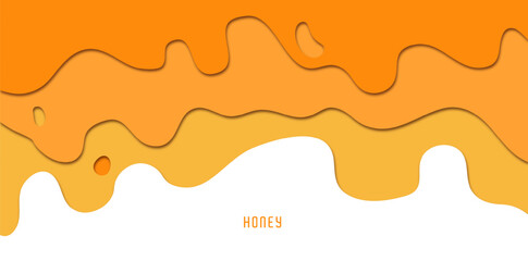 Paper-cut style background forms melted honey that looks embossed. paper cut style design. simple modern style