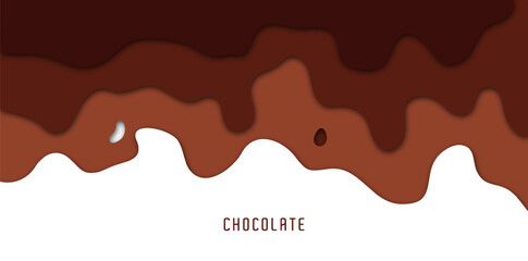 The paper cut style background forms a chocolate melt that appears embossed. paper cut style design. simple modern style. melted chocolate