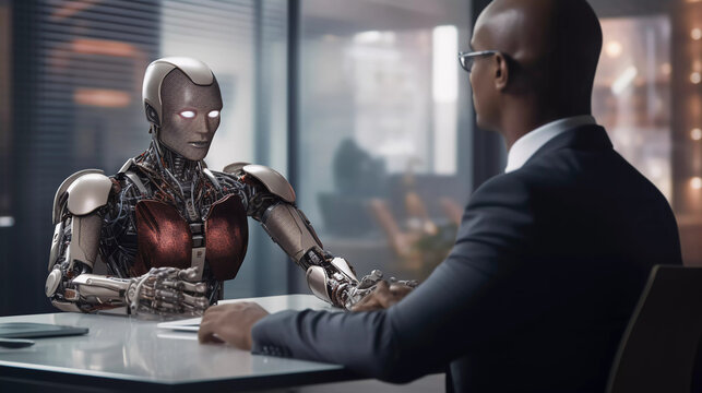 KI robot at a job interview 