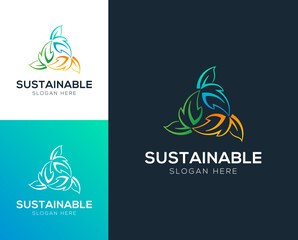 Sustainable, Recycle, Environmental logo design vector illustration