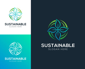 Sustainable, Recycle, Environmental logo design vector illustration