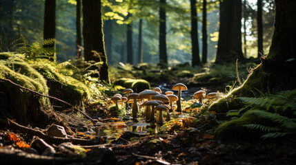 Obraz premium Forest in autumn. Generative AI