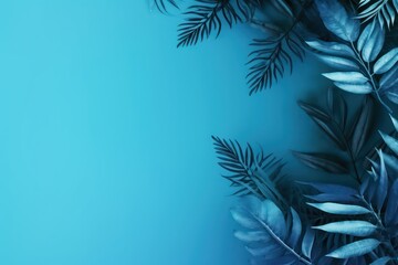 Floral Background, leaves in blue green with copyspace