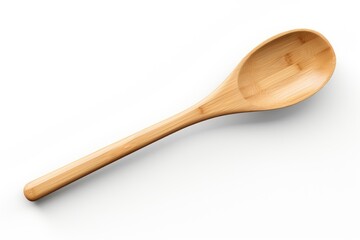A wooden spoon on a white surface. Imaginary photorealistic image.