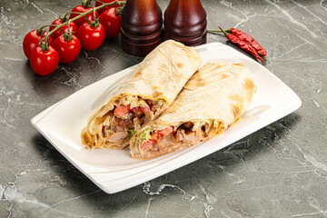 Shawarma with grilled chicken meat
