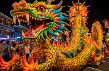 Fototapeta premium 2024 - Year of the Green Dragon. Сelebration of the Chinese New Year. Created with Generative AI