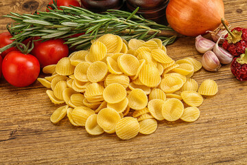 Raw Italian pasta - Orecchiette for cooking