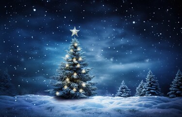 Trees in winter Snow-covered landscape and evergreens