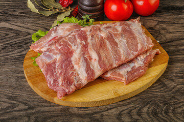Raw pork ribs for cooking