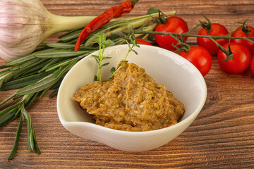 Jewish eggplant dip with oil