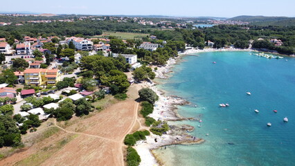 Ariel view of the coast in Banjole, Croatia.