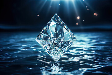A jewel diamond lost in the middle of the waters of a river with light effects the value of the Kingdom of God Generative AI Illustration