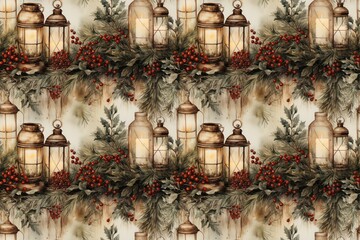seamless tileable christmas decoration lantern background