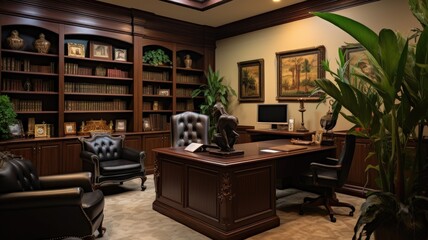 Inspiring office interior design Classic style Corporate Office featuring Timeless elegance architecture. Generative AI AIG 31.