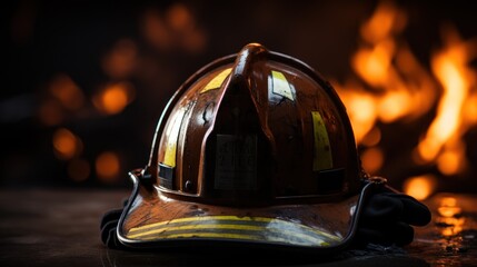 Firefighter hat close-up photo