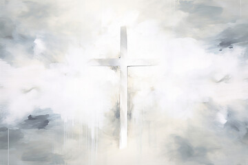 Painting art of an abstract background with cross. Christian illustration.