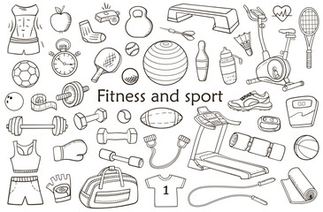 Doodle fitness and sport design elements. - 646958963