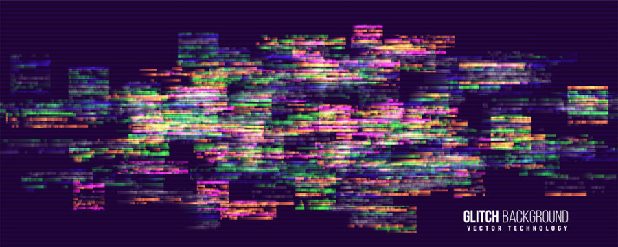 Glitch background. Abstract noise effect, error signal, television technical problem. Vector illustration.